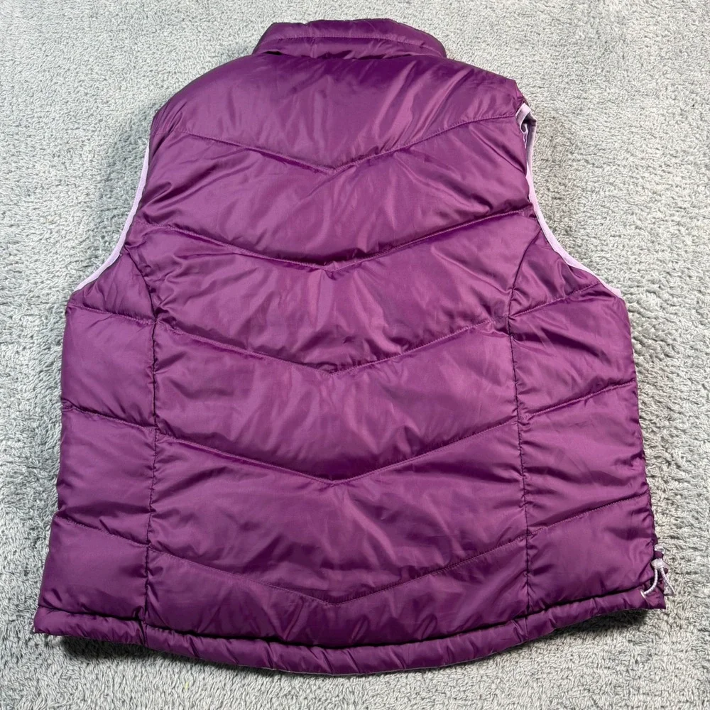 Y2K LL Bean Reversible Goose Down‎ Puffer Vest Purple Womens Large Full Zip